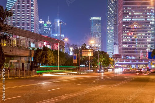 Shanghai architectural landscape and city road night view