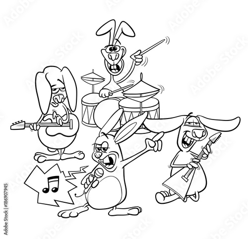 rabbits rock musicians band coloring book