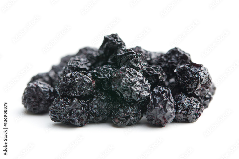 Dried chokeberries. Black aronia berries.