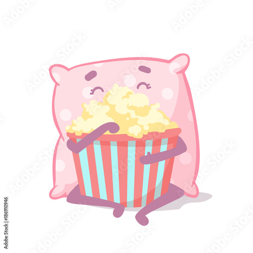 Girly Pajama Party Invitation Card Template With  cute cartoon Pillow Inviting For The Slumber Pyjama Overnight Sleepover. Pillow logo.