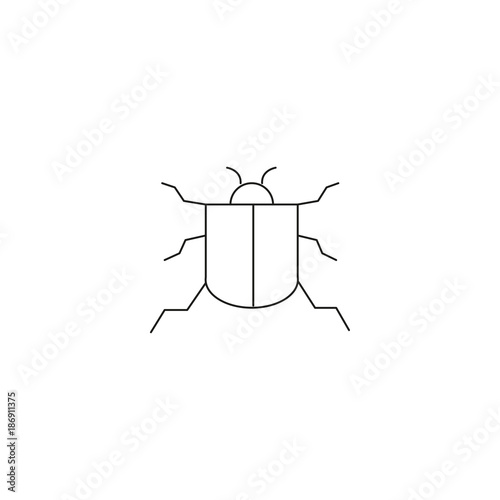 Bug sign icon. Virus symbol. Software bug error. Disinfection. Graphic design element. Flat bug symbol on dark background. Vector