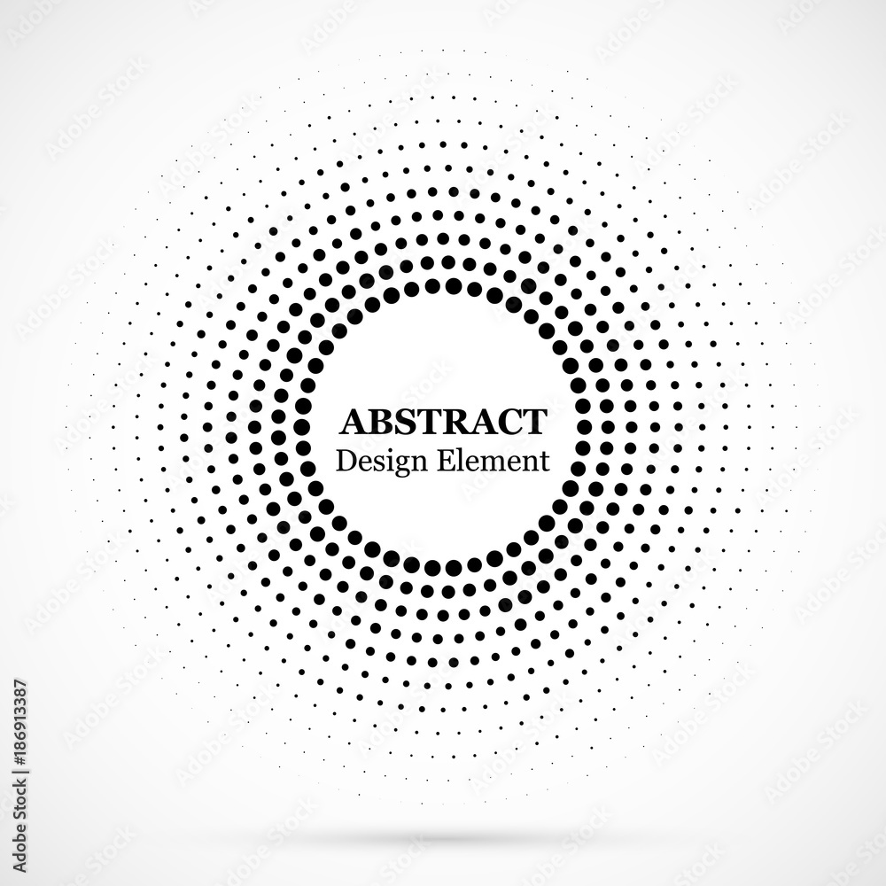 Halftone dotted background circularly distributed. Halftone effect vector pattern. Circle dots isolated on the white background. Halftone dotted background circularly distributed. Halftone effect vector pattern. Circle dots isolated on the white background.