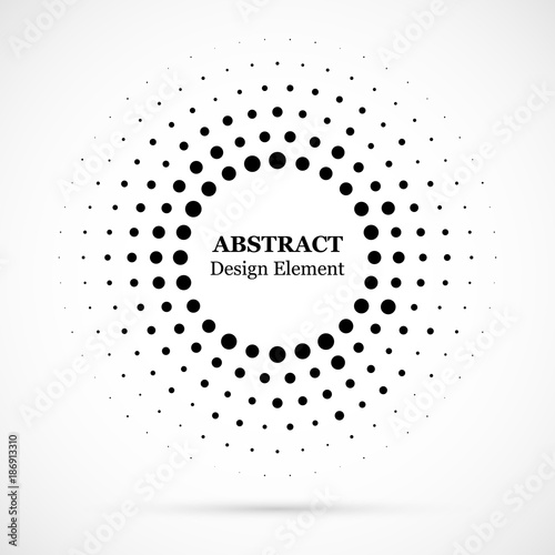 Halftone dotted background circularly distributed. Halftone effect vector pattern. Circle dots isolated on the white background.