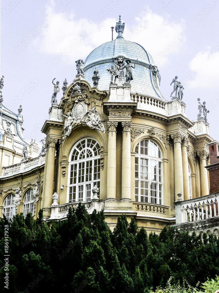 Detail of Vajdahunyad Castle in the City Park of Budapest, Hungary