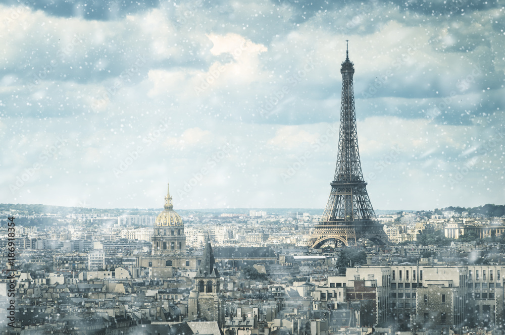Fototapeta śnieg w Paryżu