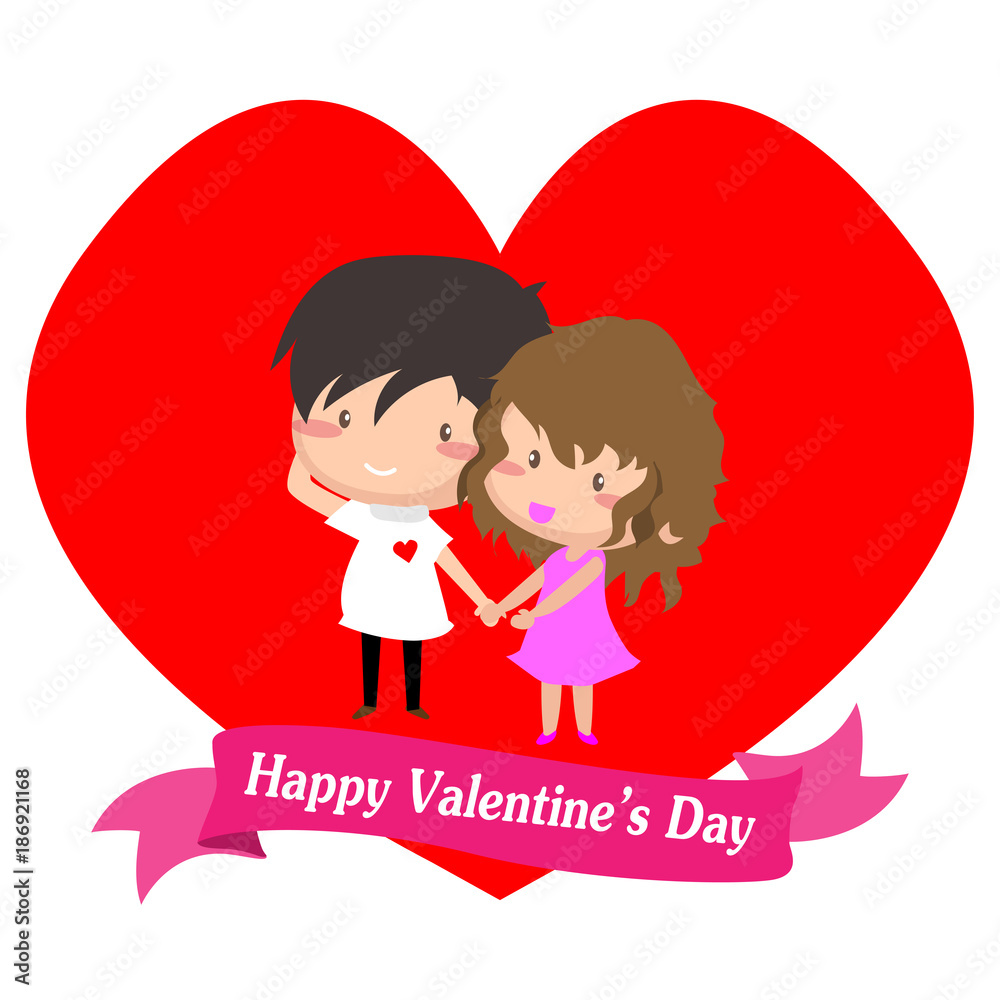 Boy and Girl love for Valentine's day.on Happy valentine's day and Love isolate background design for valentine's festival .Vector illustration.Cartoon style. Boy and Girl love for Valentine's day.on Happy valentine's day and Love isolate background design for valentine's festival .Vector illustration.Cartoon style.