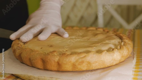 Freshly baked pie. delicious pastries photo
