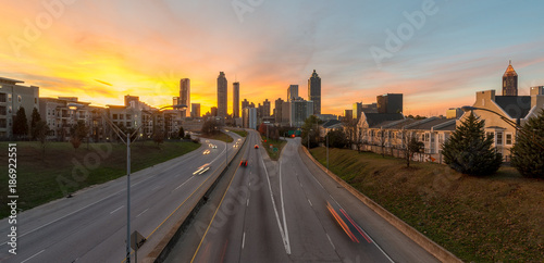 sunset as seen from Jackson street bridge  atlanta georgia