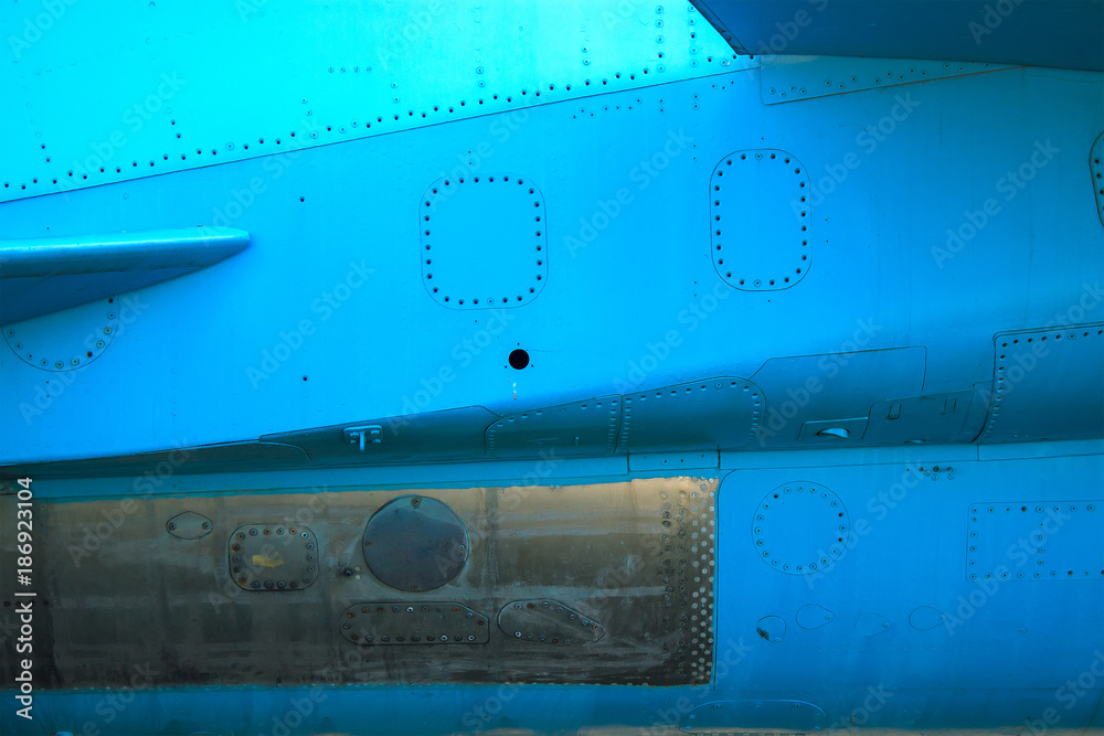 vintage old blue plane at dusk