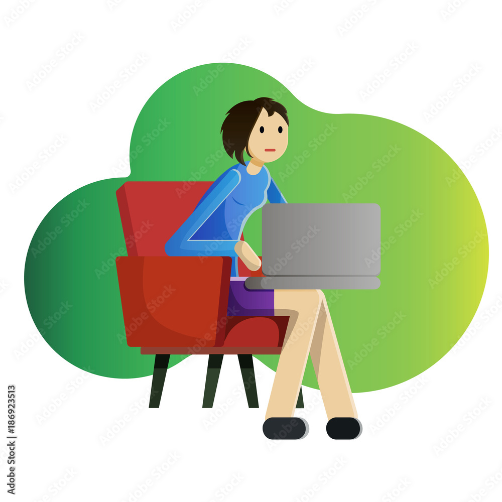 Girl freelancer with laptop vector illustration Girl freelancer with laptop vector illustration
