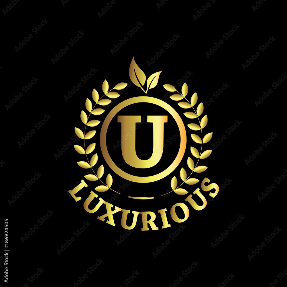 Naklejka premium U Luxurious Logo Gold Vector Template Design