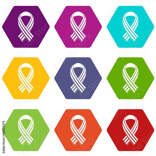 Ribbon LGBT icon set color hexahedron