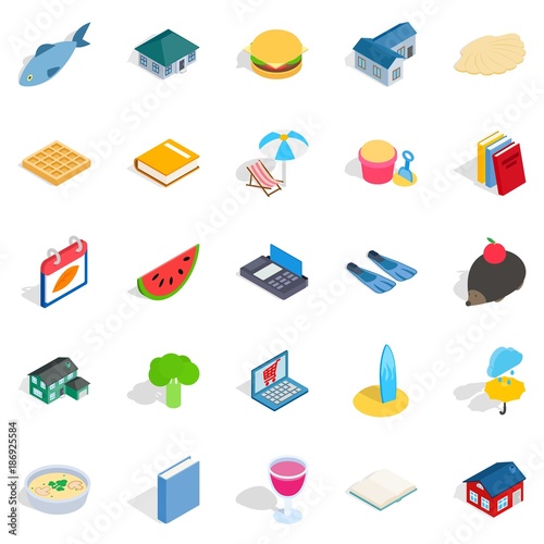 Cubby icons set, isometric style