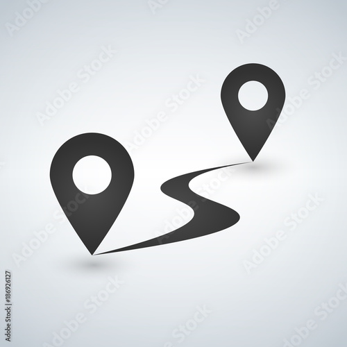 Flat route icon. gps distance. vector illustration