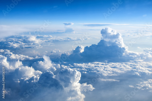 Bird's eye view over the clouds