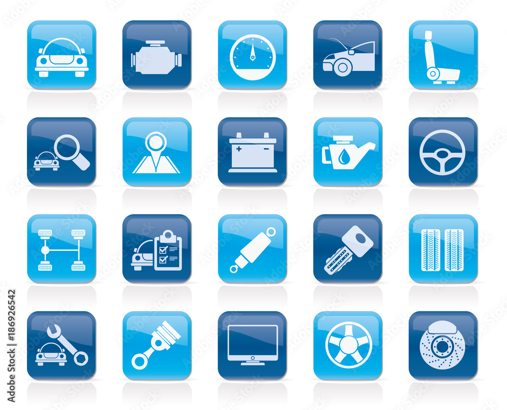 Auto service and car part icons - vector icon set