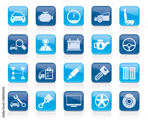 Auto service and car part icons - vector icon set