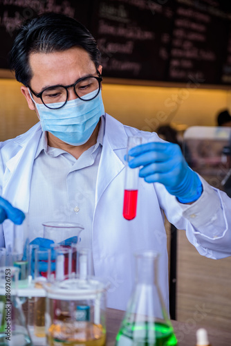 scientist working in science and chemical for health. Doctor working in lap test. photo