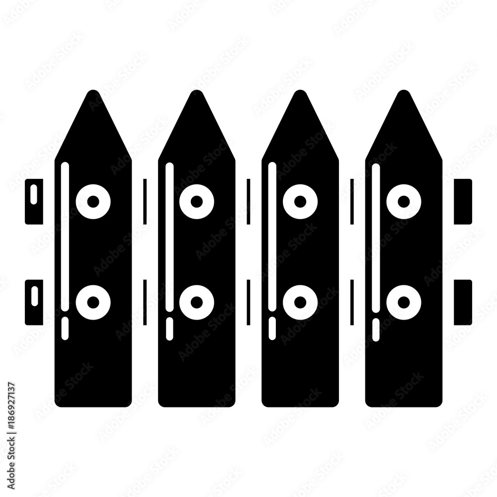 Fence rustic icon, simple black style Fence rustic icon, simple black style