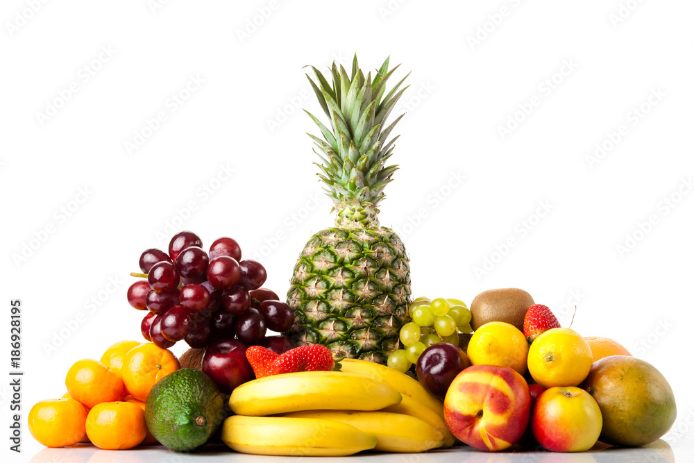 tropical fruits. fruits isolated on white. Ripe fruit