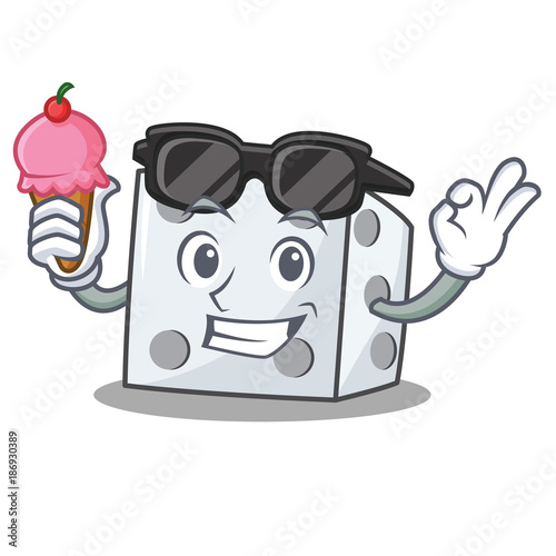 With ice cream dice character cartoon style