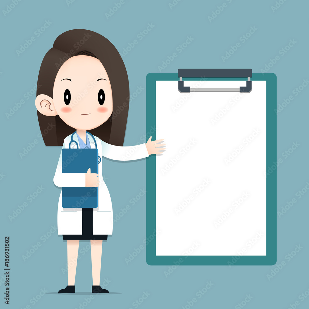 Female doctor tiny character health tips report Female doctor tiny character health tips report