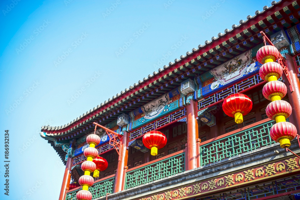 Chinese lantern and pavilion. Located in the Tianjin Ancient Culture Street, Tianjin, China. Chinese lantern and pavilion. Located in the Tianjin Ancient Culture Street, Tianjin, China.