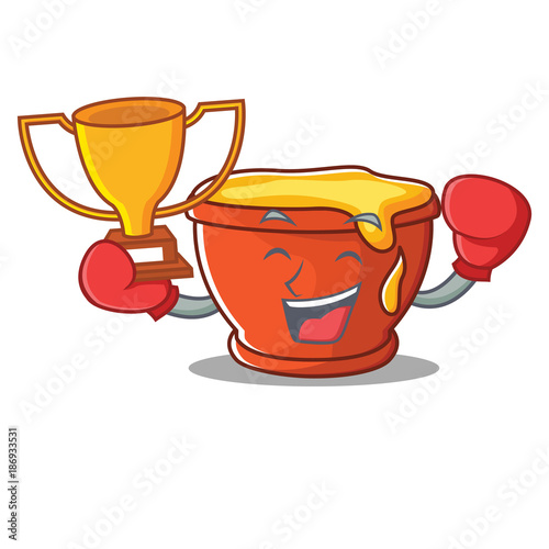 Boxing winner honey character cartoon style