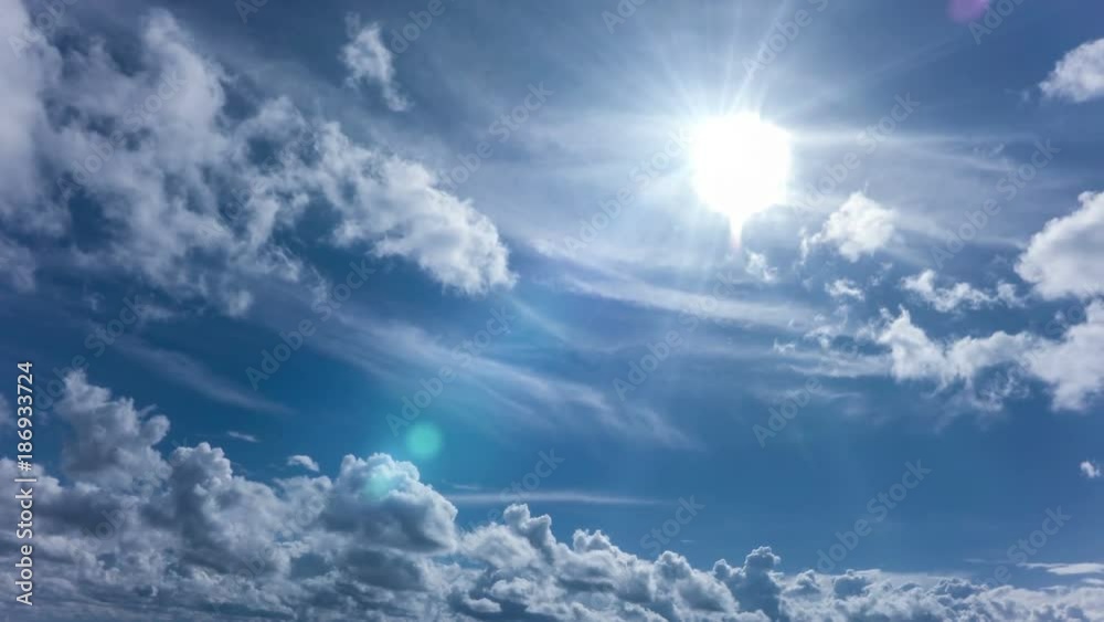 simultaneous movement of clouds of different levels, time lapses, video loop