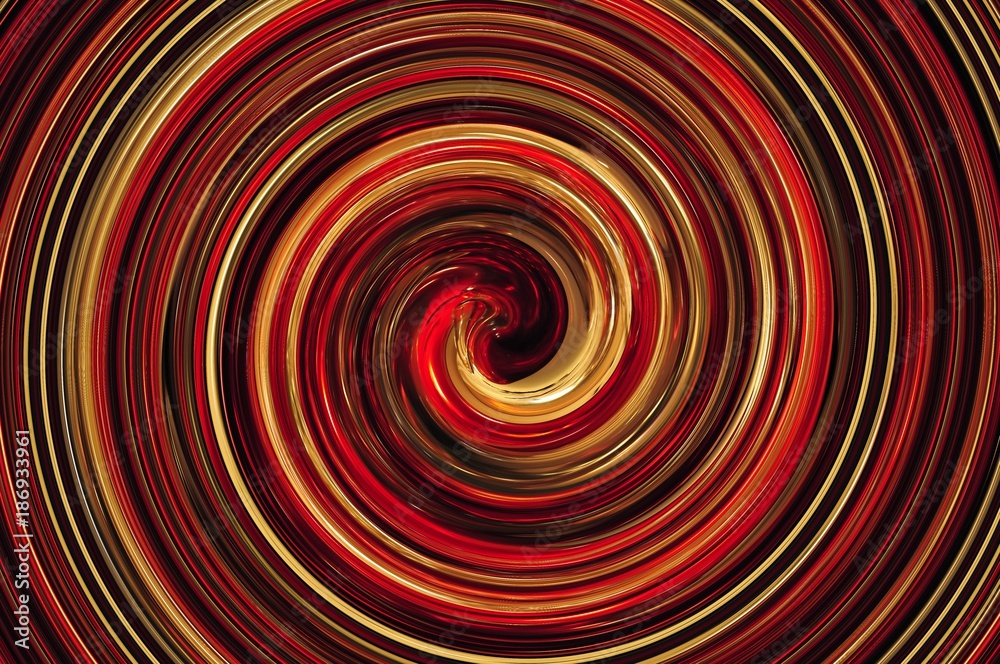Illusion-digital spiral art with black, golden and red colors. Stock  Illustration