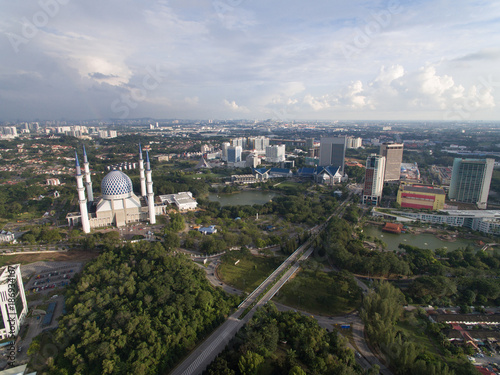 aerial photo - Sultan Salahuddin Abdul Aziz Shah Mosque and surrounding buildings, Malaysia's largest mosque and also the second largest mosque in Southeast Asia.also known as Blue Mosque