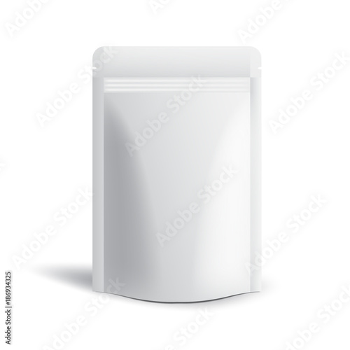Blank Paper Zipper Bag Template on White Background : Vector Illustration