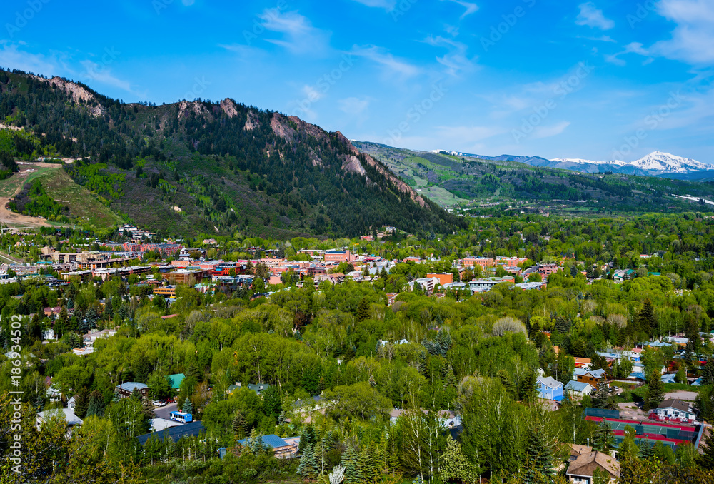 Fototapeta premium Aerial view of Aspen Colorado