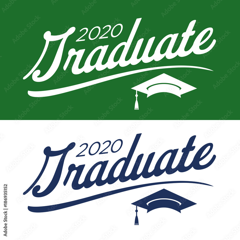 Obraz premium Class of 2020 Congratulations Graduate Typography with Cap and Tassel