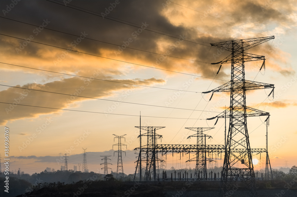 power tower at dusk