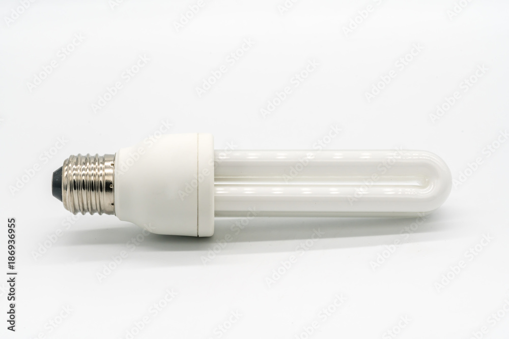 Fluorescent lamp on white background