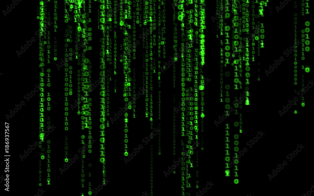 Digital binary data, streaming code background. Matrix background. Programming / Coding / Hacker concept. Cyberspace with green digital falling lines, abstract background, binary chain. Crypto space. Digital binary data, streaming code background. Matrix background. Programming / Coding / Hacker concept. Cyberspace with green digital falling lines, abstract background, binary chain. Crypto space.