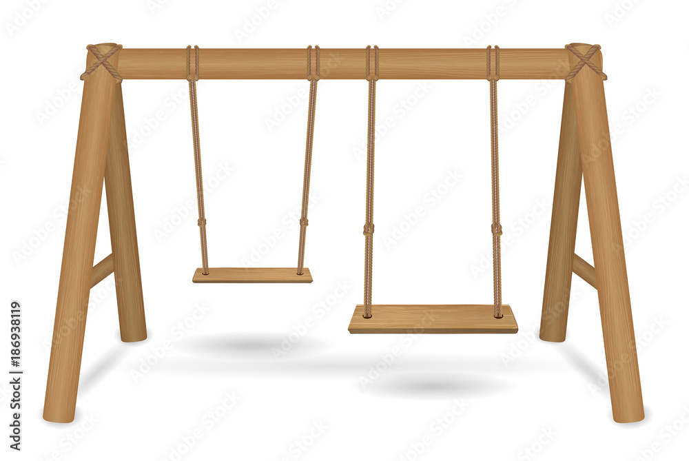 wooden swing vector on a white background wooden swing vector on a white background