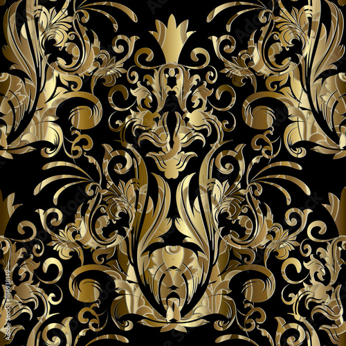 Abstract Decorative Lotus Seamless Pattern. Floral Gold And Black Wallpaper  Royalty Free SVG, Cliparts, Vectors, and Stock Illustration. Image 68607005.