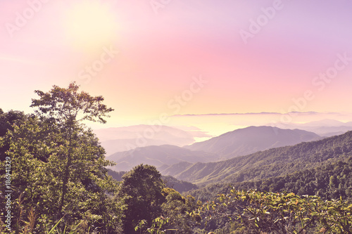 mountain view with sunlight at morning,pua thailand