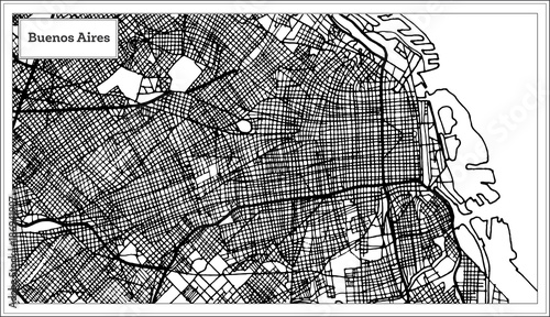 Buenos Aires Argentina City Map in Black and White Color.