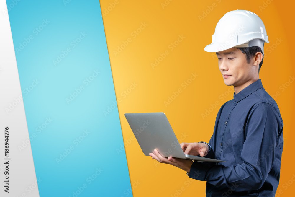 Man asian engineer with laptop Man asian engineer with laptop