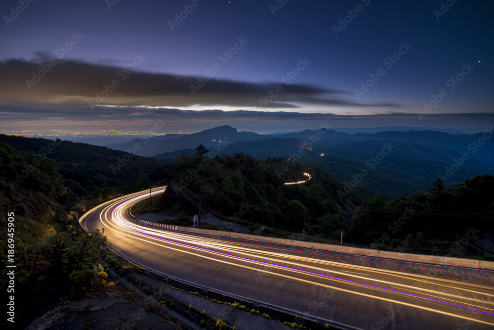 Twilight Highway road at Inthanon Mountain