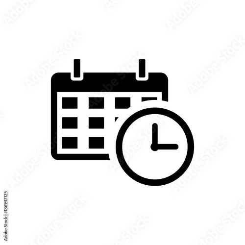 Calendar with a clock time tools vector icon