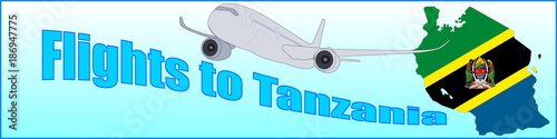 Banner with the inscription Flights to Tanzania
