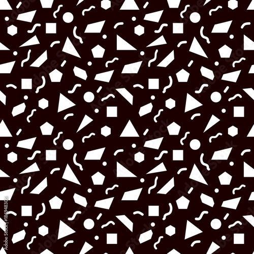 Memphis style seamless pattern on black background