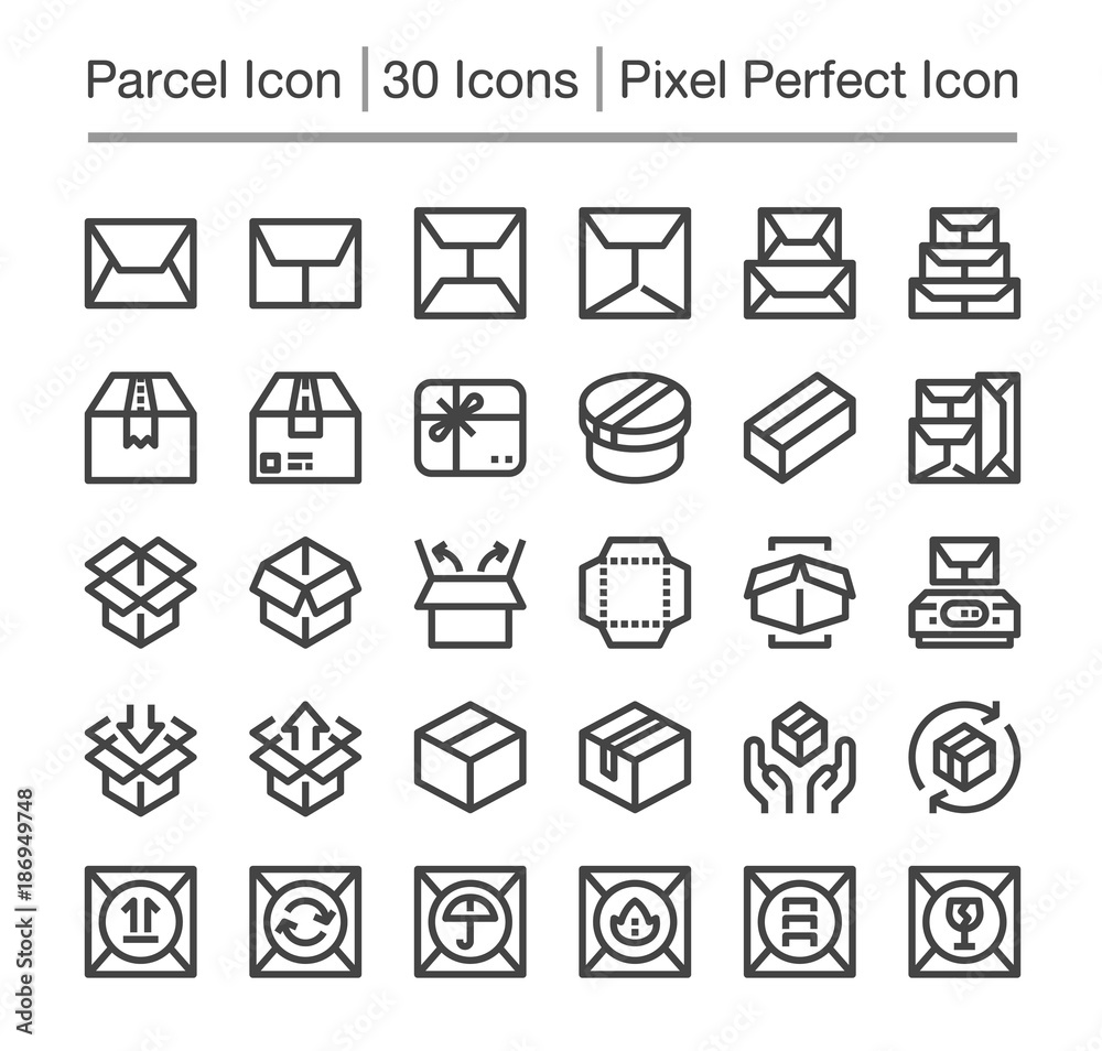 parcel post,package line icon,editable stroke,pixel perfect icon Stock ...