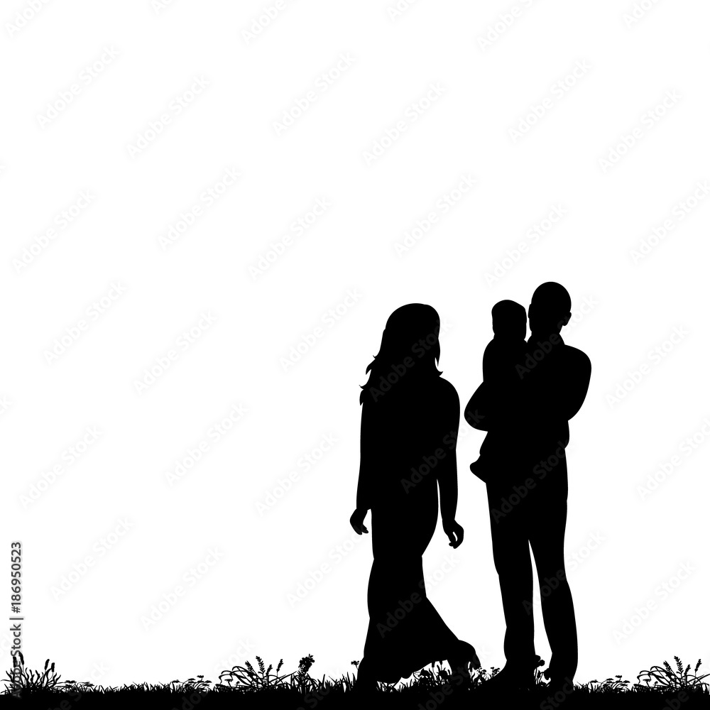 vector, isolated silhouette of the family