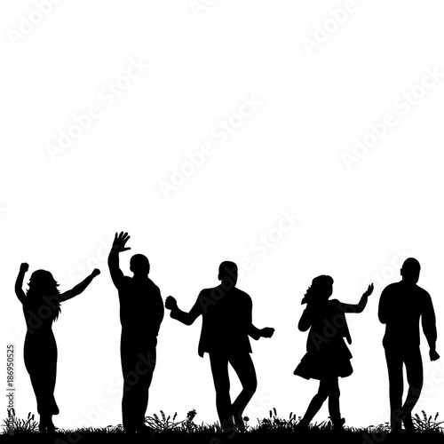 vector, isolated silhouette of people dancing