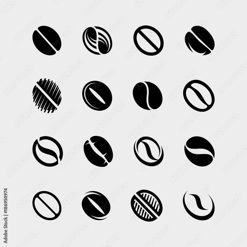 Coffee collection beans set. Vector Coffee collection beans set. Vector
